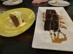 Chocolate cake and lemon lavender   at Ka Papa Cuisine in Sarasota