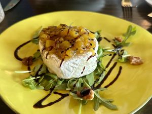 Brie w mango chutney, praline walnuts, arugula  at Ka Papa Cuisine in Sarasota