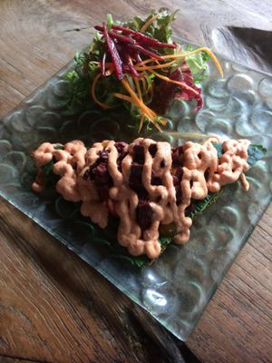 Raw vegan pizza - the best tasting pizza. at Clean Cafe in Ubud