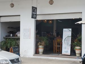 Outside at Calmate Cafe in Puerto Vallarta