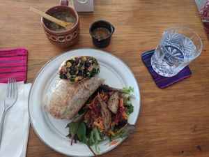 fiesta wrap with tofu at Calmate Cafe in Puerto Vallarta