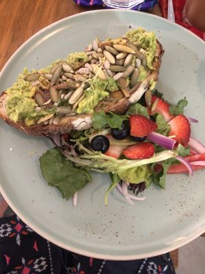 Avocado toast  at Calmate Cafe in Puerto Vallarta