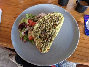 lovely avocado toast at Calmate Cafe in Puerto Vallarta