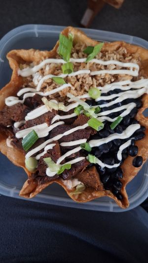 A beautiful chorizo taco salad! (I order mine with guacamole or pico de gallo, but it comes with both) at Black Magic Mexican in Lebanon