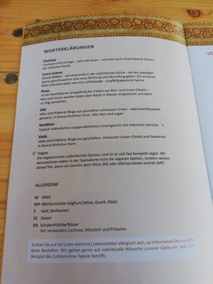 Worterklärungen at Mahadosa in Hamburg