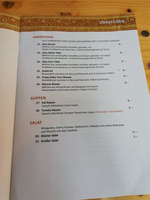 Vorspeisen - Suppen - Salat at Mahadosa in Hamburg