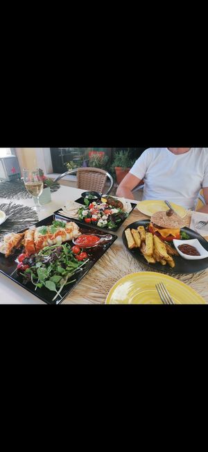 Enchilada, mezze plate, evergreen burger at Parsley and Thyme in Silves