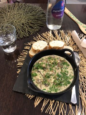 Mushrooms in garlic crème sauce  at Parsley and Thyme in Silves