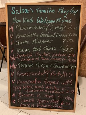 Menu  at Parsley and Thyme in Silves