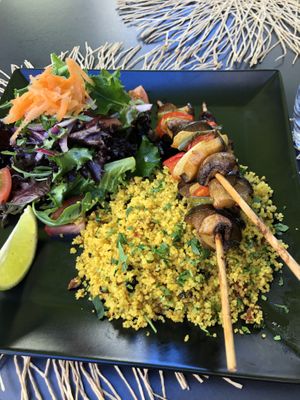Skewers with couscous and salad. Yum!   at Parsley and Thyme in Silves