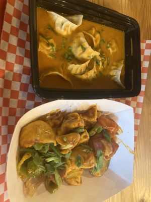 Chili and Kathmandu-style vegan momos  at CAFEMANDU in Irving
