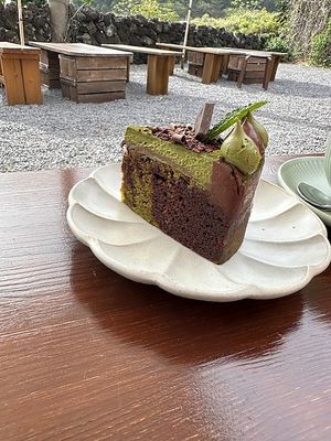 Matcha Chocolate Cake (V, GF). at Pengohoda - 펜고호다 in Jeju