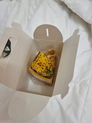 Sweet corn "cheese" cake at Pengohoda - 펜고호다 in Jeju