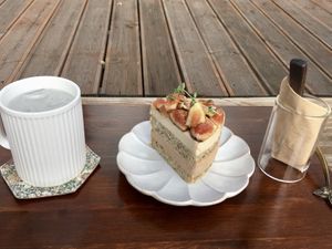 Vegan, gluten-free fig cake  at Pengohoda - 펜고호다 in Jeju