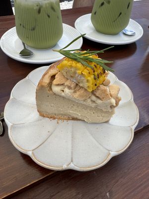 Corn cheesecake  at Pengohoda - 펜고호다 in Jeju