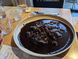 Mole negro with portobello mushrooms at Copal in Santa Cruz