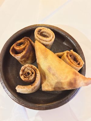 Starter.  Sambusa and spicy pancakes.  at Semai in Amsterdam