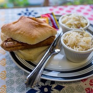 Vegan Bratwurst Combo!⠀ at Silke's Old World Breads in Clarksville