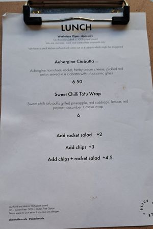 Additional lunch menu at Slice + Dice in Norwich
