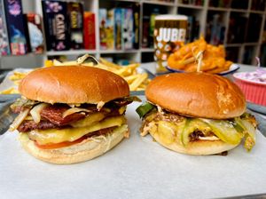 Two Burger Specials, Smash Burger and Chopped Cheese Burger at Slice + Dice in Norwich