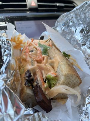 Vegan Banh Mi, requested no jalapeno. Way too much spicy mayo.  at Tony's Darts Away in Burbank