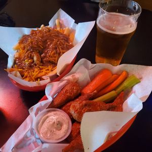 Wings and loaded fries at Tony's Darts Away in Burbank