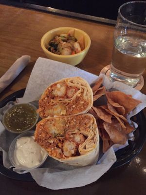 Breakfast burrito with kimchi  at Tony's Darts Away in Burbank