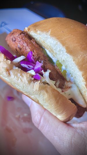 Hot and spicy chick'n Sando  at Tony's Darts Away in Burbank