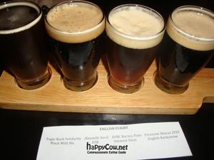 flight of English style beers for International Beer Day at Tony's Darts Away in Burbank