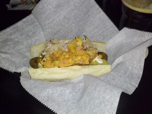 Vegan Apple of My Eye signature sausage at Tony's Darts Away in Burbank