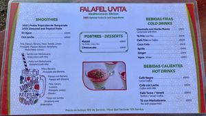 Menu at Falafel in Uvita