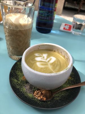 Dirty matcha, and oat late  at Faire Brunch & Drinks in Barcelona