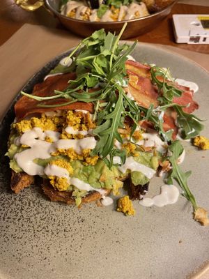 Avocado toast with tofu egg  at Faire Brunch & Drinks in Barcelona