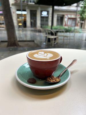 Flat white  at Faire Brunch & Drinks in Barcelona