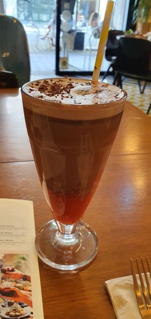Iced choco berry it's chocolate jam coffee milk at Faire Brunch & Drinks in Barcelona