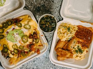 Small mob plate and nachos at Vegan Mob in San Bruno