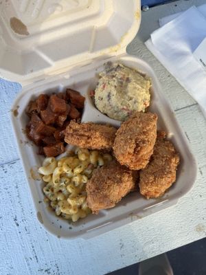 Louisiana friend chicken combo   at Vegan Mob in San Bruno