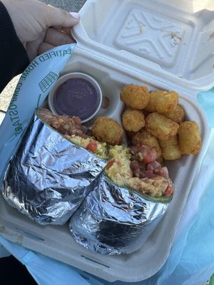 Breakfast burrito   at Vegan Mob in San Bruno