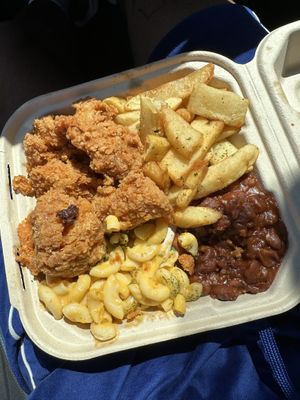 Fried Chik’n man cheese beans fries #Veganuary at Vegan Mob in San Bruno