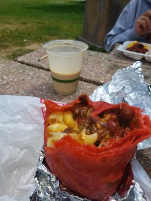 Barbequito and peach mobbler shake at Vegan Mob in San Bruno