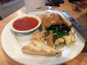 Spinach calzone at Pizzeria Bacio Ristorante in Poughkeepsie