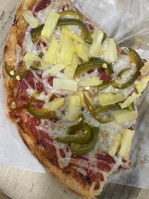 Vegan pizza with GF crust! pineapple & peppers 🌶   at Pizzeria Bacio Ristorante in Poughkeepsie