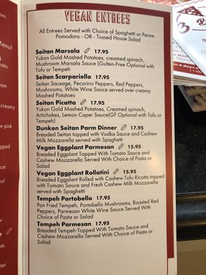Vegan menu  at 3 Brothers Pizza of Glen Glove in Glen Cove