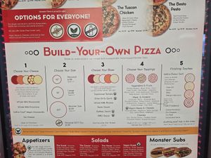 Menu clearly marks all vegan options at Monster Pizza in Deltona