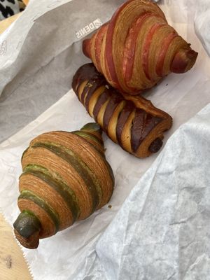 Pastries (pistachio, choco+hazelnut, strawberry)  at La Pâtisserie Vegan - Les Saveurs De La Bastille in Liege