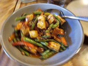 Photo came out blurry 😔 Fiery tofu at Burma Love in San Francisco