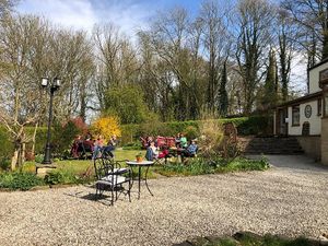 Visitors to the tea garden at The Mill House Tea Garden in Eckington