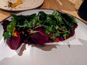 Beet Huarache main (7/10) at Suerte in Austin