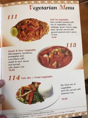 Menu  at Thai Town in Kenai