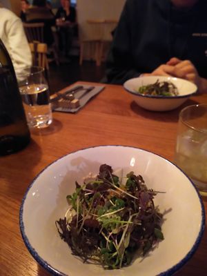 Course 1: pumpkin with mustard and pickled hemp seeds and microgreens at Bistro Lupa in Copenhagen